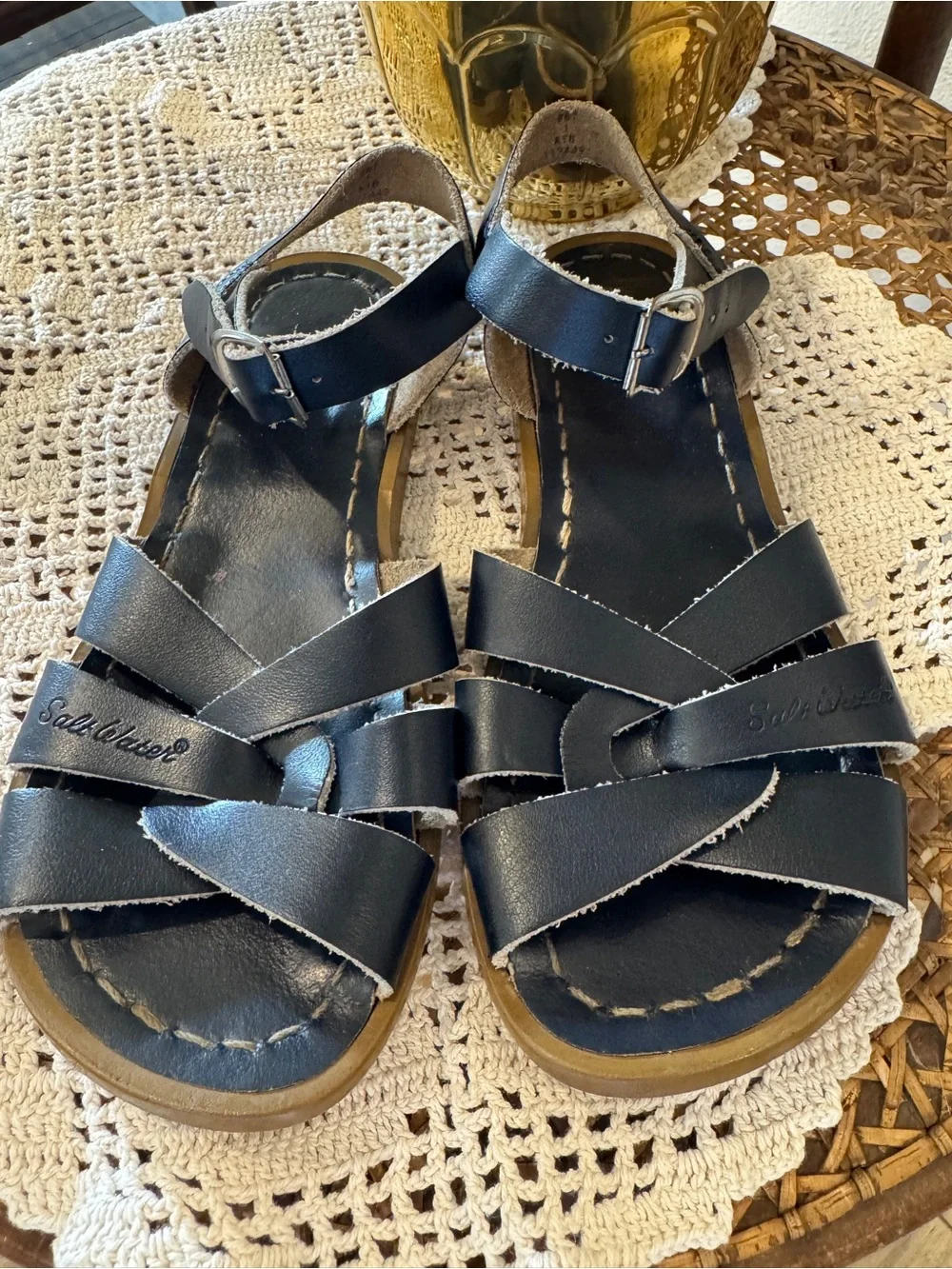 Navy Blue Saltwater Sandals Youth Size 1